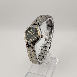 I Like Mikes Mid Century Modern Watches Timex Men's Silver Tone Indiglo Watch, Circular Grey Dial, Gold Tone Details, Date Window, Bracelet Strap