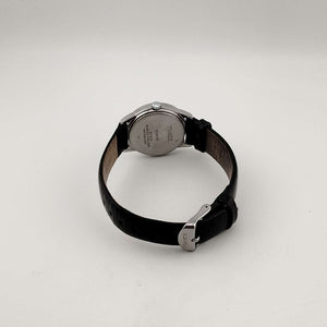 I Like Mikes Mid Century Modern Watches Timex Men's Silver Tone Watch, Genuine Black Leather Strap