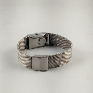 I Like Mikes Mid Century Modern Watches Timex Petite Electric Silver Tone Watch, Rectangular Dial, Mesh Strap