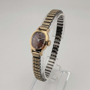I Like Mikes Mid Century Modern Watches Timex Unisex Gold Tone Watch, Brown Oval Dial, Stretch Strap
