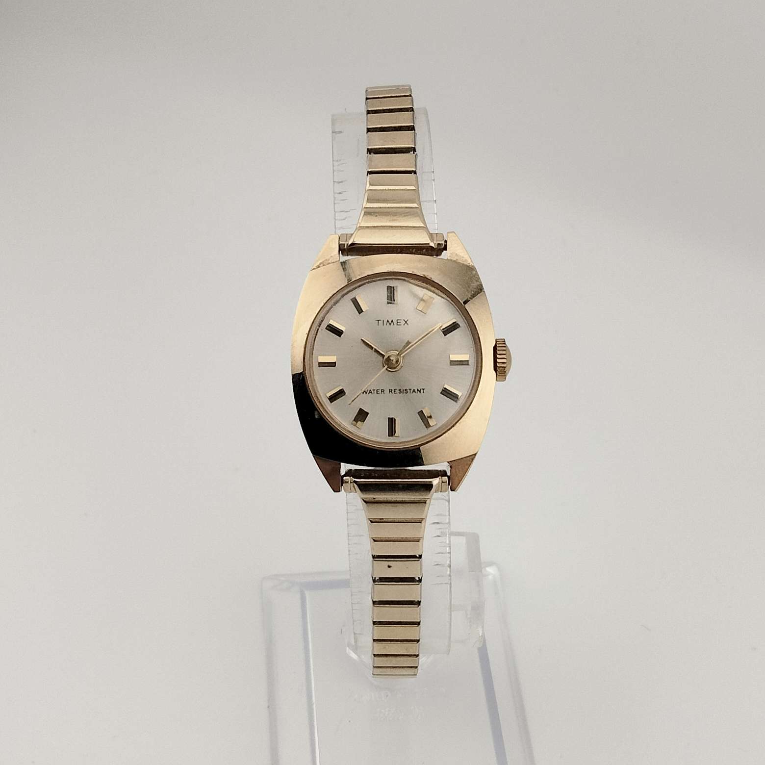 I Like Mikes Mid Century Modern Watches Timex Unisex Gold Tone Watch, Circular Dial, Stretch Strap