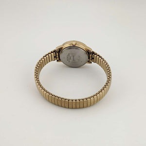 I Like Mikes Mid Century Modern Watches Timex Unisex Gold Tone Watch, Circular White Dial, Date Window, Stretch Strap