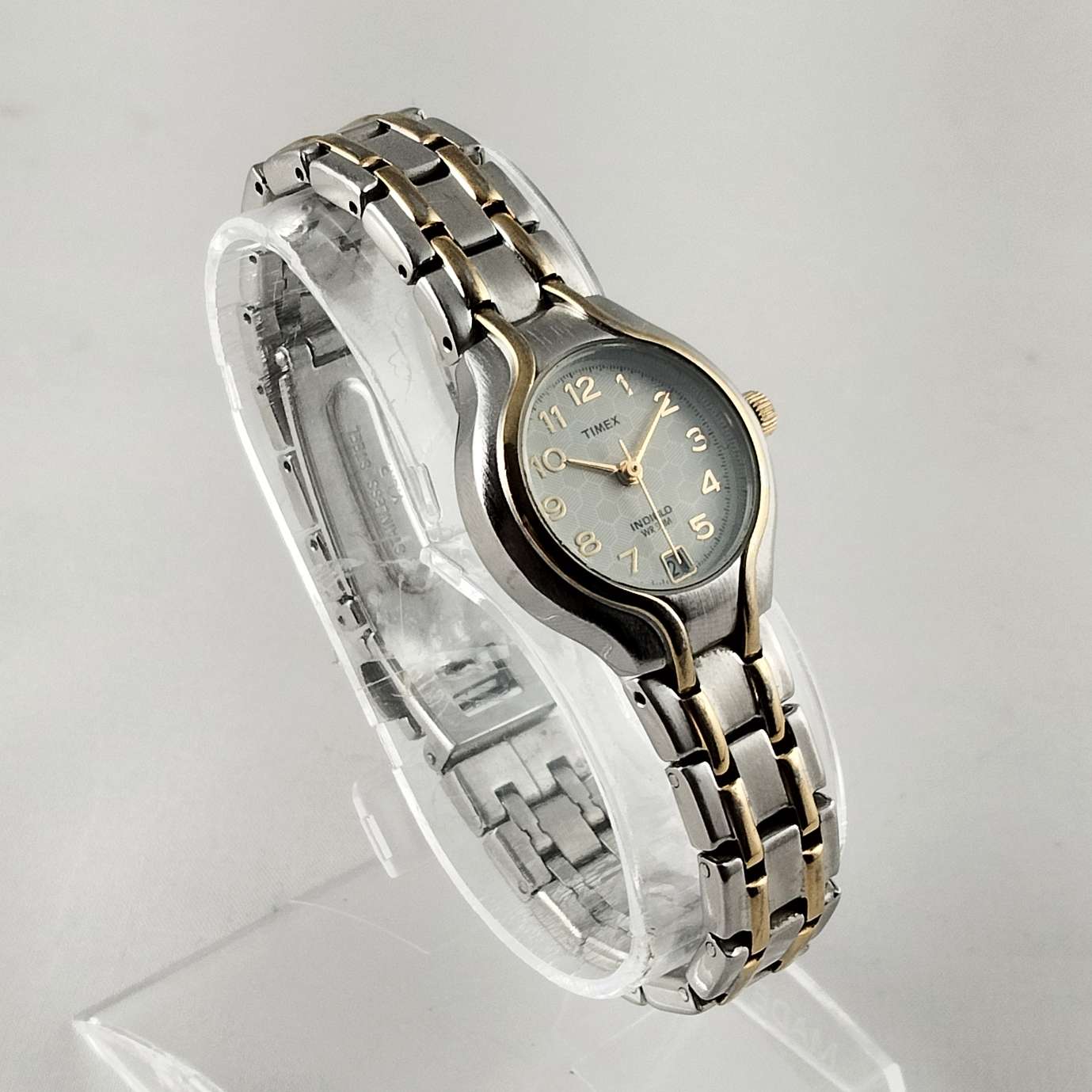 I Like Mikes Mid Century Modern Watches Timex Unisex Indiglo Silver Tone Watch, Bracelet Strap