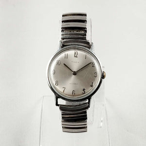 I Like Mikes Mid Century Modern Watches Timex Unisex Oversized Silver Tone Watch, Waterproof, Stretch Strap