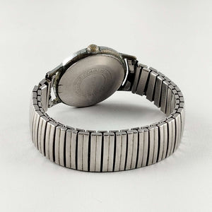I Like Mikes Mid Century Modern Watches Timex Unisex Silver Tone Watch, Black Dial, Gold Tone Details