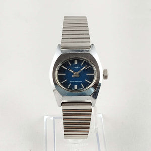 I Like Mikes Mid Century Modern Watches Timex Unisex Silver Tone Watch, Navy Dial
