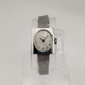 I Like Mikes Mid Century Modern Watches Timex Unisex Silver Tone Watch, Oval Dial, Adjustable Mesh Strap