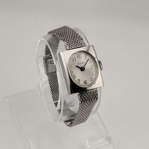 I Like Mikes Mid Century Modern Watches Timex Unisex Silver Tone Watch, Oval Dial, Adjustable Mesh Strap