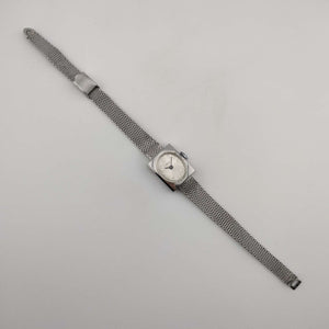 I Like Mikes Mid Century Modern Watches Timex Unisex Silver Tone Watch, Oval Dial, Adjustable Mesh Strap