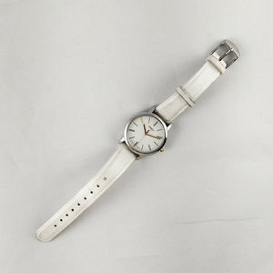 I Like Mikes Mid Century Modern Watches Timex Unisex Watch, Large Face, White Leather Strap