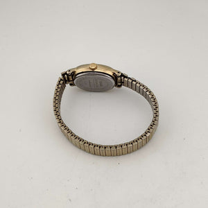 I Like Mikes Mid Century Modern Watches Timex Women's All Gold Tone Quartz Watch, Vertical Oval Dial, Stretch Strap