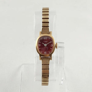 I Like Mikes Mid Century Modern Watches Timex Women's Gold Tone Watch, Red Dial, Stretch Strap