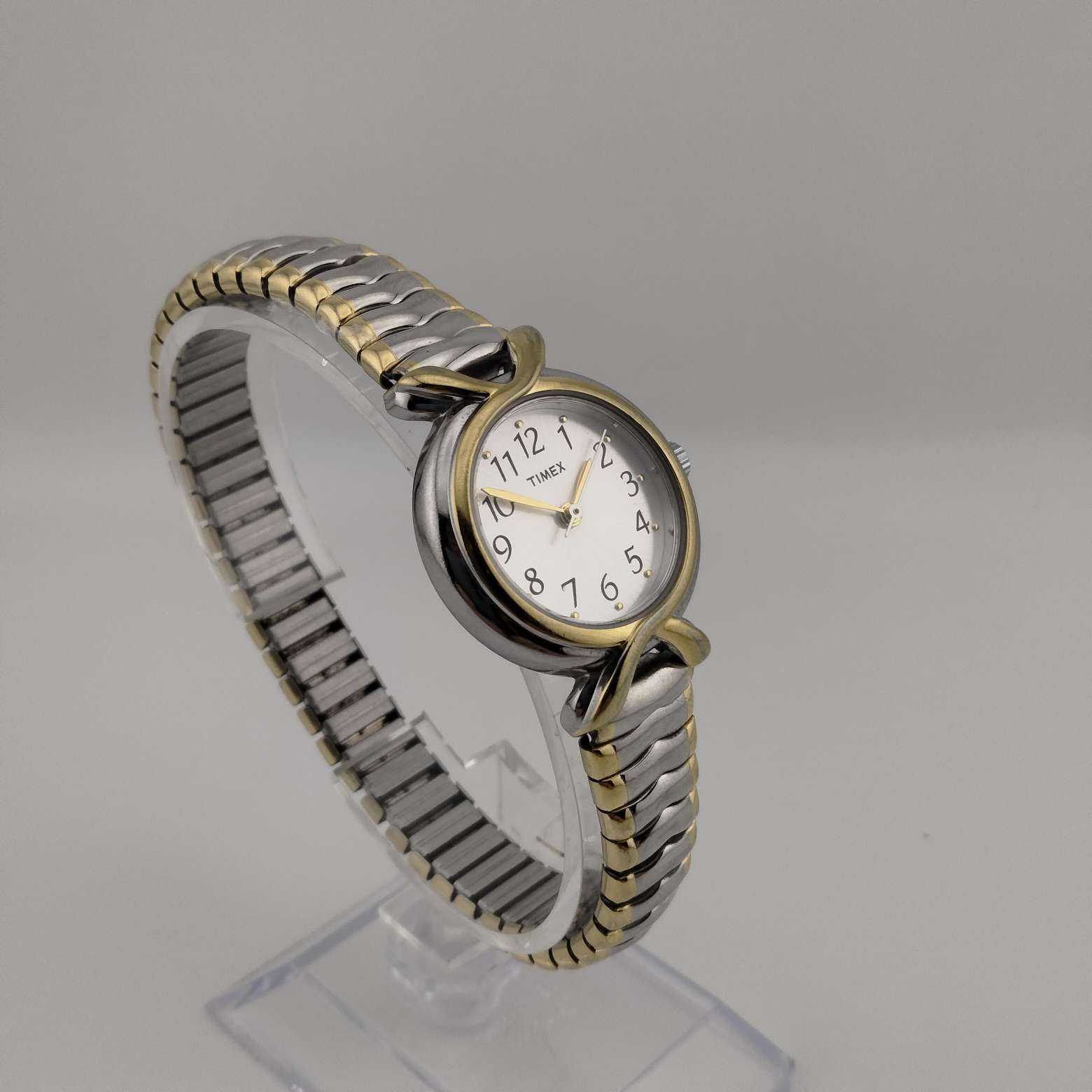 I Like Mikes Mid Century Modern Watches Timex Women's Petite Watch, Silver and Gold Tone, Stretch Strap