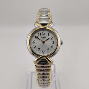 I Like Mikes Mid Century Modern Watches Timex Women's Petite Watch, Silver and Gold Tone, Stretch Strap