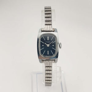 I Like Mikes Mid Century Modern Watches Timex Women's Silver Tone Watch, Black Oval Dial, Stretch Strap