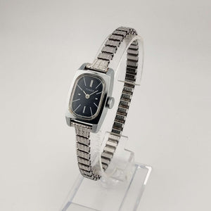 I Like Mikes Mid Century Modern Watches Timex Women's Silver Tone Watch, Black Oval Dial, Stretch Strap
