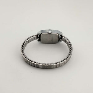 I Like Mikes Mid Century Modern Watches Timex Women's Silver Tone Watch, Black Oval Dial, Stretch Strap