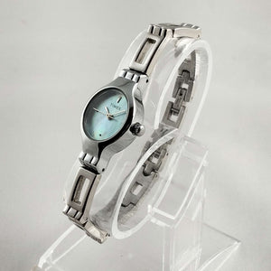 I Like Mikes Mid Century Modern Watches Timex Women's Silver Tone Watch, Blue Mother of Pearl Dial
