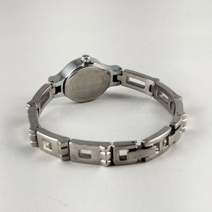 I Like Mikes Mid Century Modern Watches Timex Women's Silver Tone Watch, Blue Mother of Pearl Dial