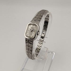 I Like Mikes Mid Century Modern Watches Timex Women's Silver Tone Watch, Rectangular Dial, Bracelet Strap