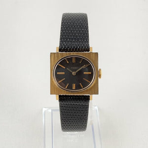I Like Mikes Mid Century Modern Watches Timex Women's Watch, Black Dial, Rectangular Bezel, Black Lizard Calf Strap