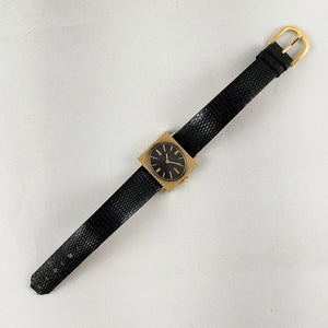 I Like Mikes Mid Century Modern Watches Timex Women's Watch, Black Dial, Rectangular Bezel, Black Lizard Calf Strap
