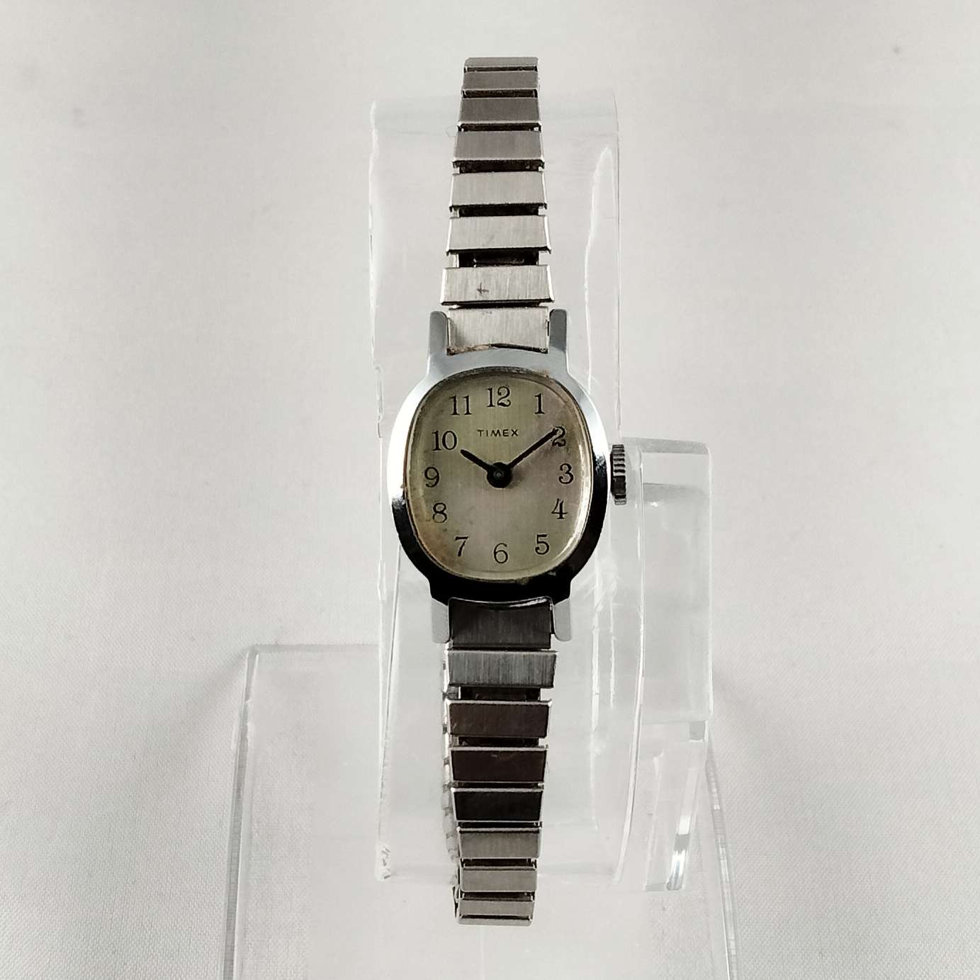 I Like Mikes Mid Century Modern Watches Timex Women's Watch, Oval Dial, Silver Tone, Stretch Strap