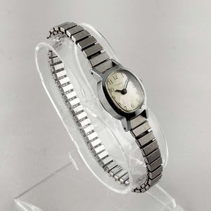 I Like Mikes Mid Century Modern Watches Timex Women's Watch, Oval Dial, Silver Tone, Stretch Strap