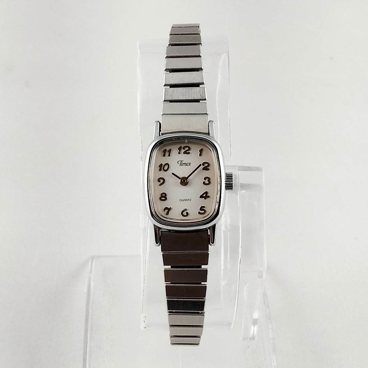 I Like Mikes Mid Century Modern Watches Timex Women's Watch, Silver Tone, Water Resistant, Stretch Strap