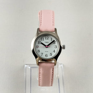 I Like Mikes Mid Century Modern Watches Timex Women's Watch, White Dial, Light Pink Leather Strap