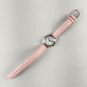 I Like Mikes Mid Century Modern Watches Timex Women's Watch, White Dial, Light Pink Leather Strap