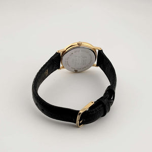 I Like Mikes Mid Century Modern Watches Unisex Bulova Gold Tone Watch, Circular Dial, Lizard Strap