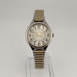I Like Mikes Mid Century Modern Watches Viewpoint Men's Mixed Metal Watch, Round Dial, Stretch Strap