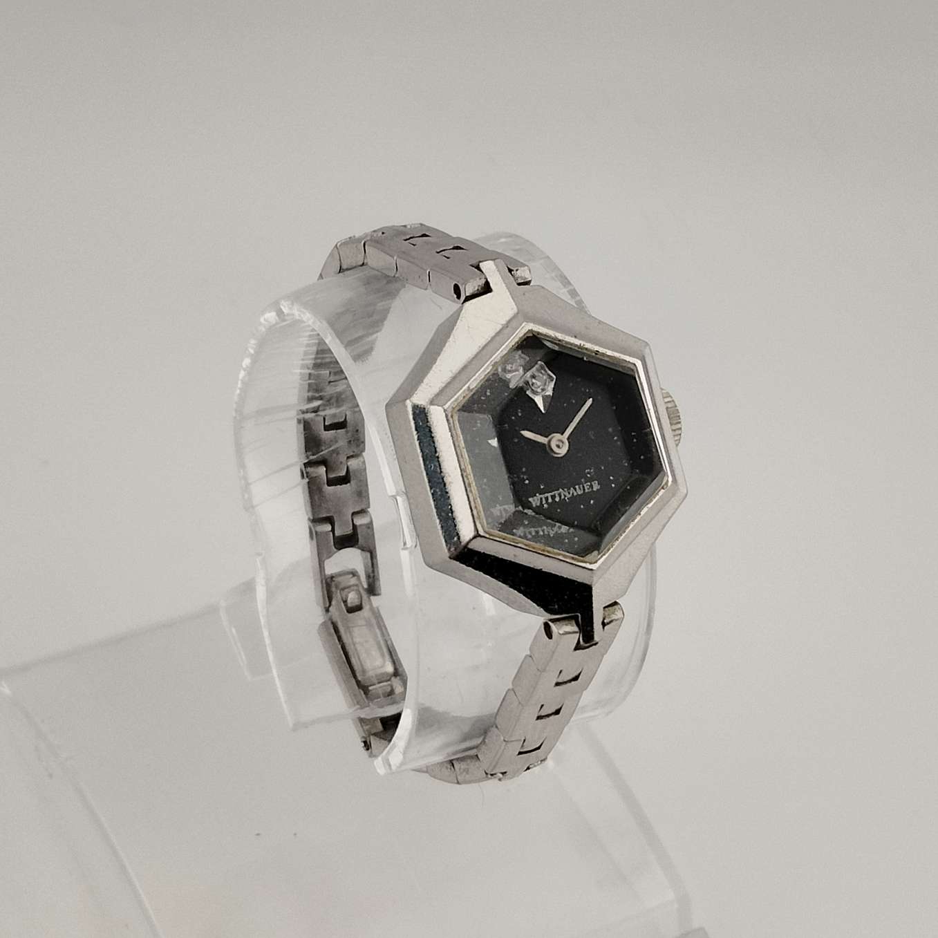 Wittnauer Petite Silver Tone Watch, Large Hexagonal Dial, Link Strap ...