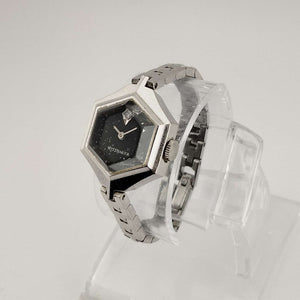 I Like Mikes Mid Century Modern Watches Wittnauer Petite Silver Tone Watch, Large Hexagonal Dial, Link Strap