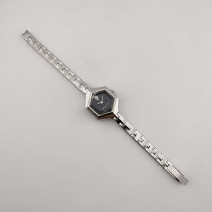 I Like Mikes Mid Century Modern Watches Wittnauer Petite Silver Tone Watch, Large Hexagonal Dial, Link Strap