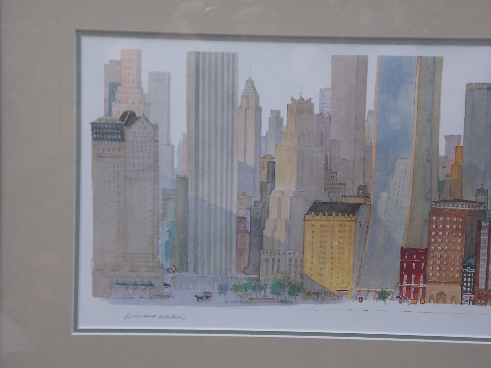 I Like Mikes Mid Century Modern West 57th Street by Leonard Weber, From the Townscape Series, Signed and Framed