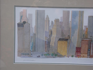 West 57th Street by Leonard Weber, From the Townscape Series, Signed and Framed