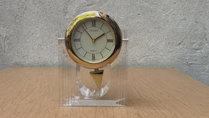 Seiko Neo Deco Lucite Brass Pendulum Table Clock, Memphis Design