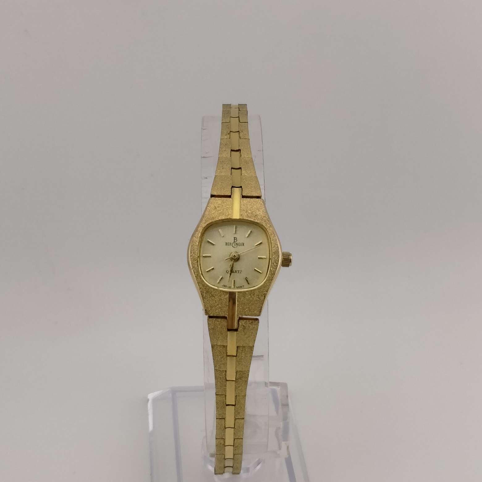 Berenger Women's Gold Tone Watch, Rounded Square Face, Hash Hour Markers, Gold Dial, Bracelet Strap
