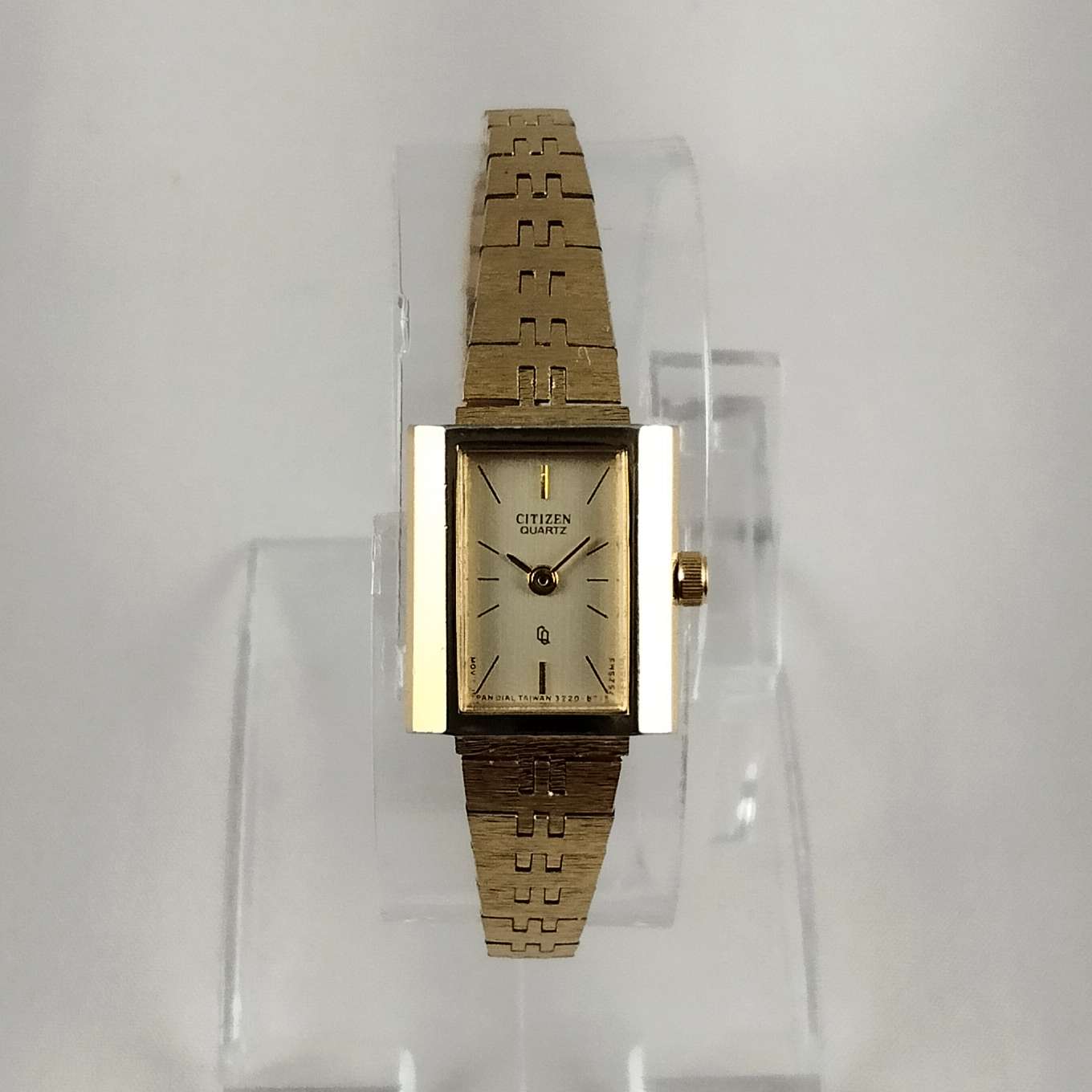 Citizen Women's Gold Tone Watch, Rectangular Dial, Linked Strap