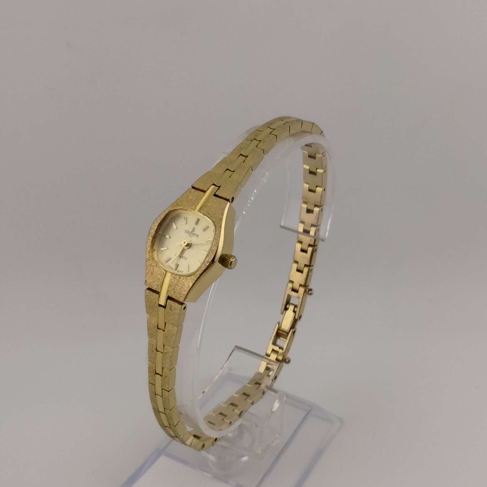 Berenger Women's Gold Tone Watch, Rounded Square Face, Hash Hour Markers, Gold Dial, Bracelet Strap