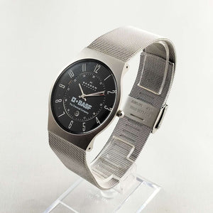 Skagen Men's Stainless Steel Watch, Black Dial, Mesh Strap